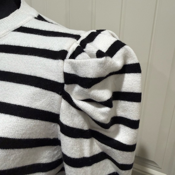 Vine & Love Striped Puff Sleeve Knit Sweater - Picture 2 of 9